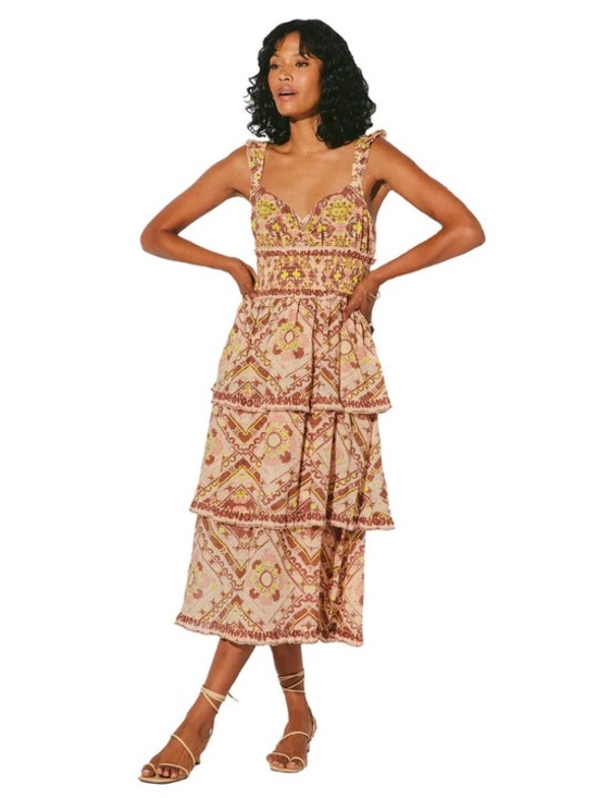 Cleobella Dresses & Skirts - Cleobella Pink Patterned Tiered Midi Dress